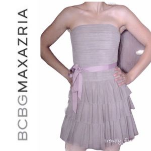 BCBGMaxAzria tiered pleated mini strapless dress 0